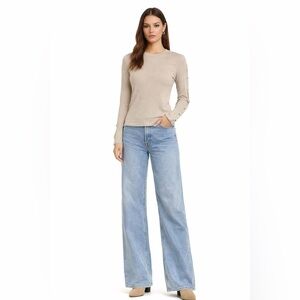 Jonathan Simkhai Crew Neck Long Sleeve Button Top